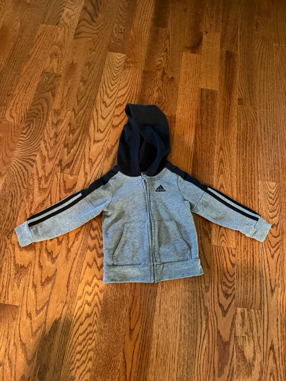 adidas Gray & Black Kids Hooded Sweatshirt